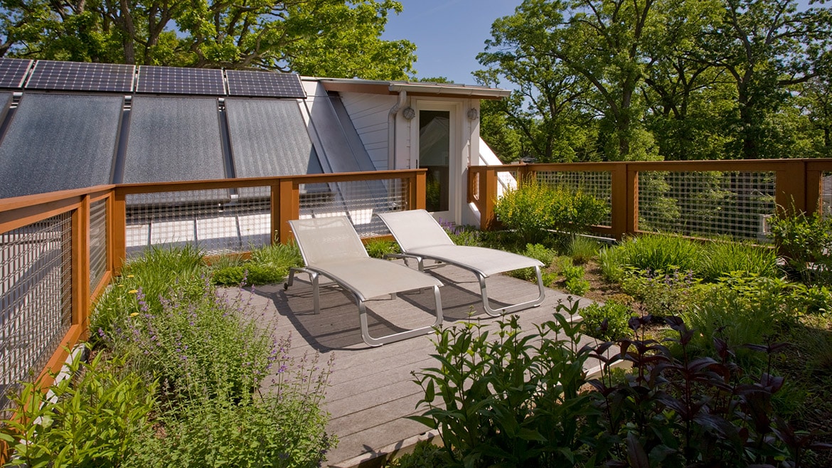 Wilmette LEED Home New Construction Solar Sun Deck