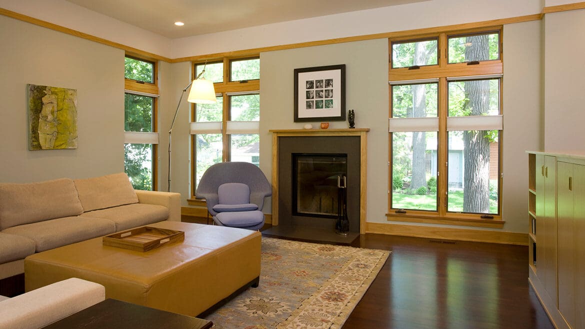 Wilmette LEED Home New Construction Living Room Fireplace