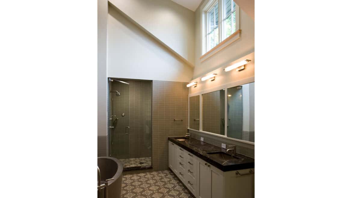 Wilmette Green New Home Construction Master Bathroom Reclaimed Tile