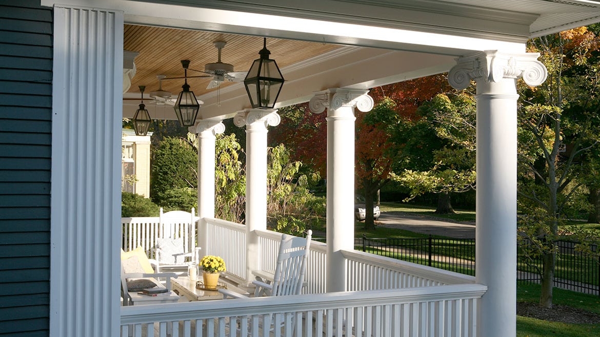 Wilmette 1800s Historic Home Greek Revival Rebuilt Entertainment Porch