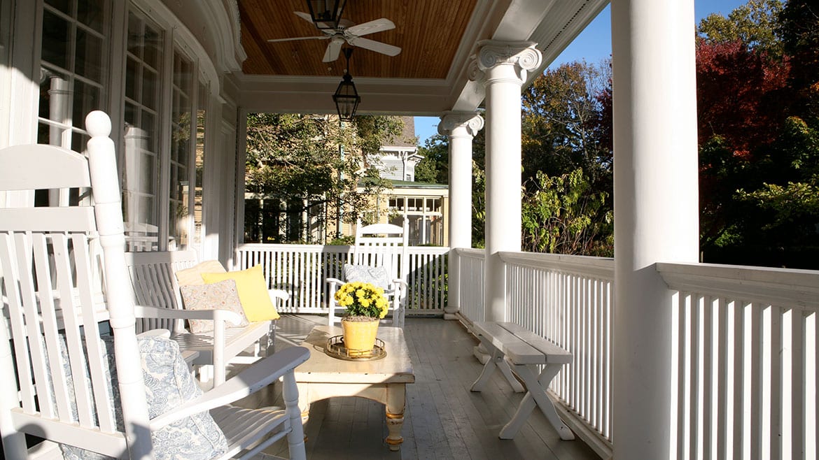 Wilmette 1800s Historic Greek Revival Home Exterior Entertainment Porch