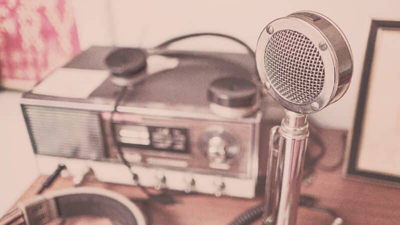 old fashioned audio microphone radio