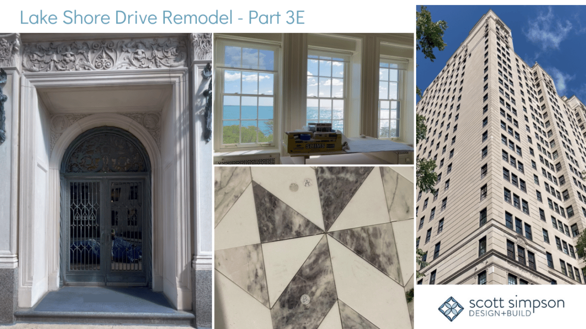 Video thumbnail cover for renovation of Chicago condominium on Lake Shore Drive rough finishes tile phase